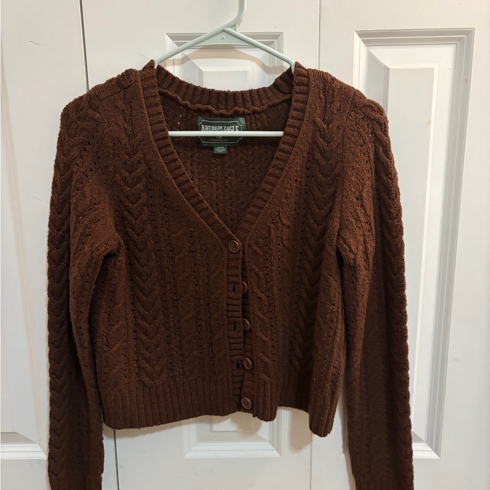 American Eagle Brown Cable Knit Sweater